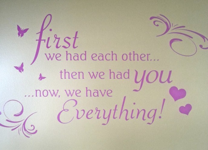 Quotes on walls or items can be custom designed for a certain size, font, color and saying especially designed for you