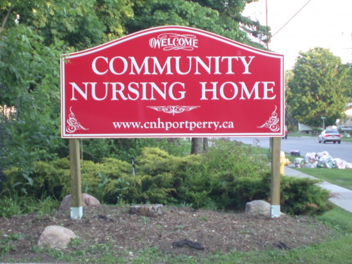 This shaped aluminum double sided sign was installed with spikes many years ago now and still has never shifted. Installations guaranteed!