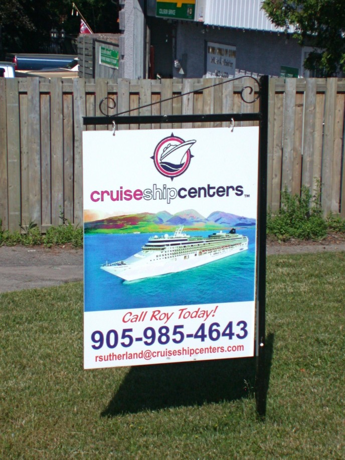 Attractive sign on wrought iron hangar made with corporate and personal info.