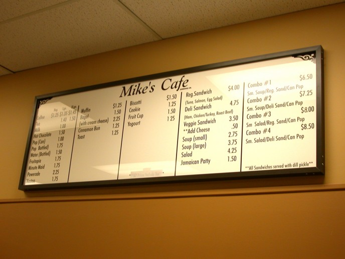 Personalizing your menu board with vinyl to give it a more friendly feel... when your prices or menu changes, call me for a quick fixup!